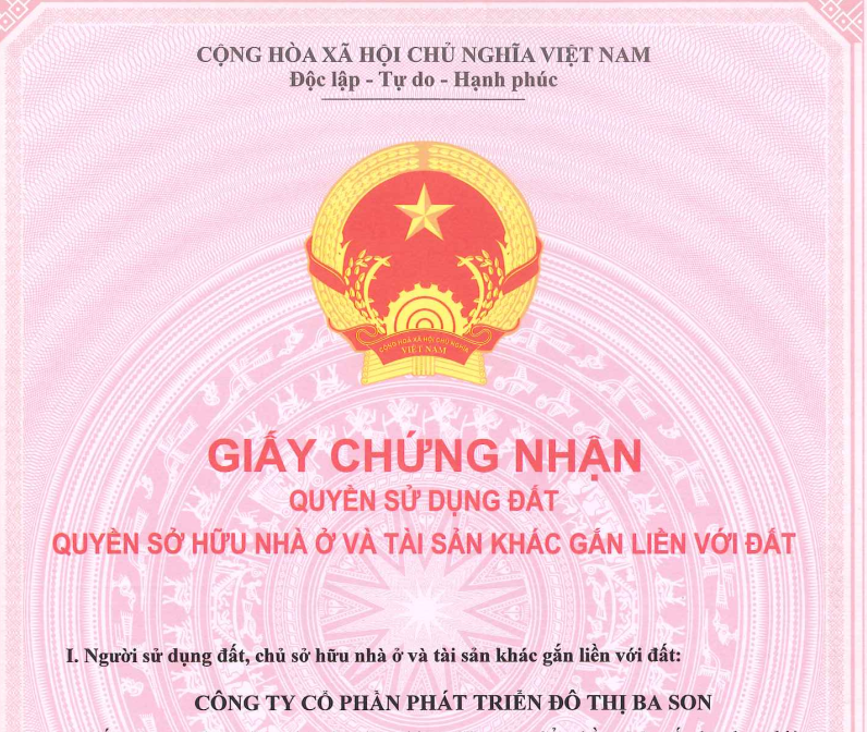 Chuyển quyền sở hữu Căn Nhà tại Dự án Khu Biệt thự và Nhà vườn Ba Son